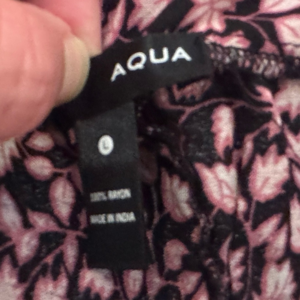 Aqua Black and Pink Floral Palazzo Pants Large - Picture 5 of 7